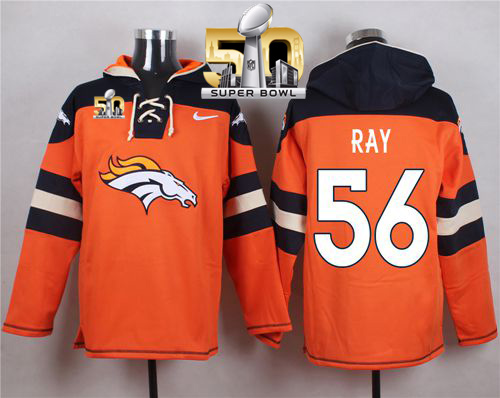 Nike Broncos #56 Shane Ray Orange Super Bowl 50 Player Pullover NFL Hoodie - Click Image to Close